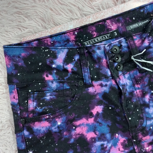 Y2k mall goth space dyed black/blue/purple hi-rise stretch skinny jeans Like new - Picture 4 of 8